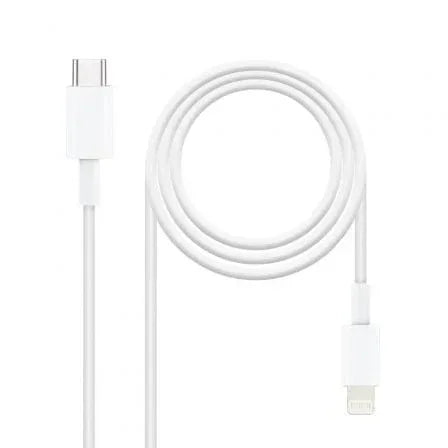 Cable USB 2.0 Tipo-C Lightning Nanocable 10.10.0602/ USB Tipo-C Macho - Lightning Macho/ 2m/ Blanco - PixelPlaza