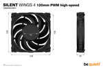 Ventilador 120 x 120 be quiet silent wings 4 pwm high speed 2500rpm · pwm