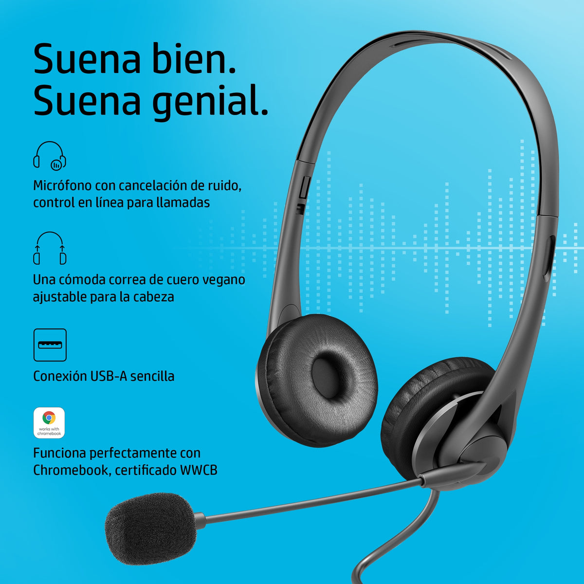 Auriculares HP wired USB - a stereo headset euro