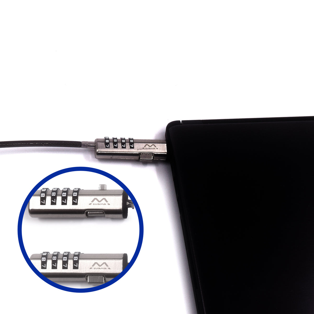 Cable de seguridad Ewent para portatil · combinacion 4 digitos 1.8m