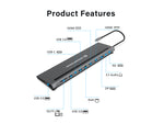 Docking station Conceptronic USB tipo c donn17g 2 x HDMI · 1 x dp · 2 x USB 3.0 · 1 x USB 2.0 · 1 x RJ45 · 1 x aux · lec