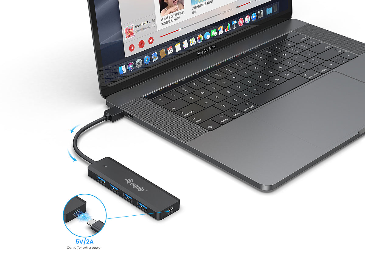 Hub USB Equip life a 4 x USB 3.2 - 1 x USB tipo c + adaptador USB tipo c