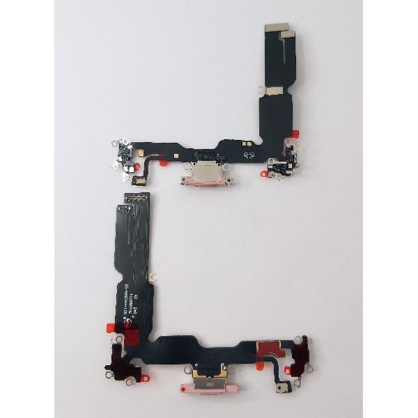 Flex puerto de carga rosa para Iphone 15 Plus A3094 A2847 A3093 A3096