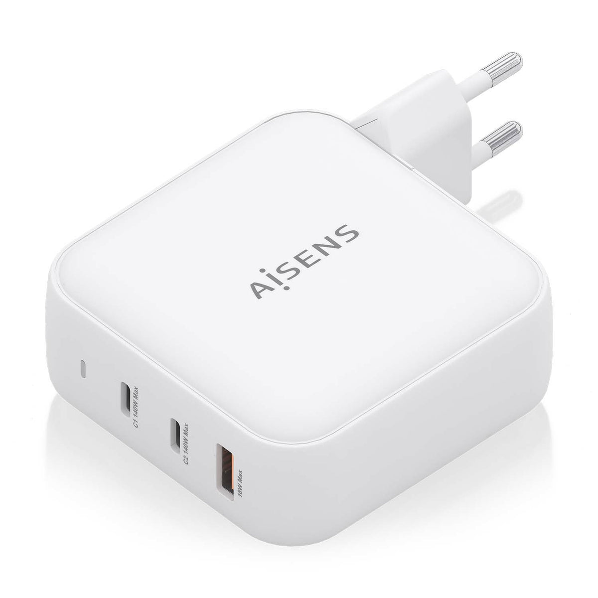 Cargador de Pared GaN Aisens ASCH-140W3P030-W/ 2xUSB Tipo-C/ 1xUSB/ 140W