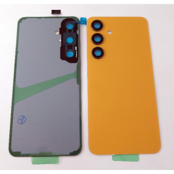 Tapa trasera o tapa bateria naranja para Samsung Galaxy S24 S921 con lente de camara