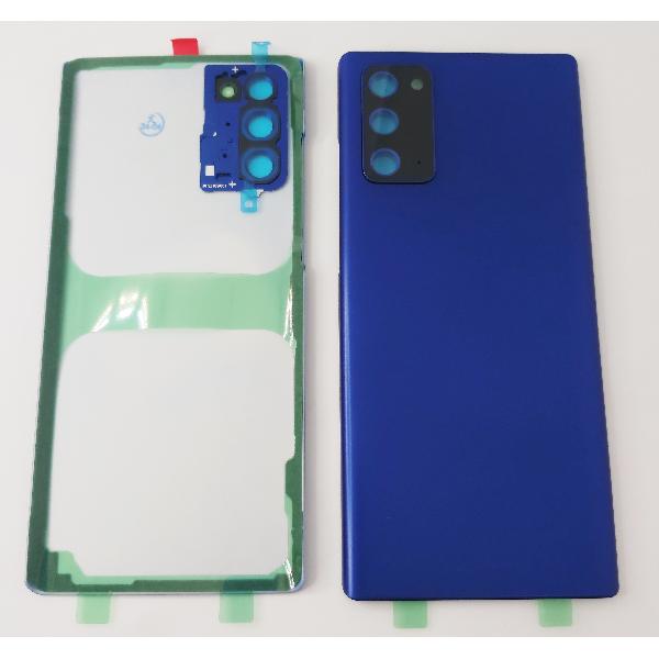 Tapa trasera o tapa bateria azul para Samsung Galaxy Note 20 con lente de camara