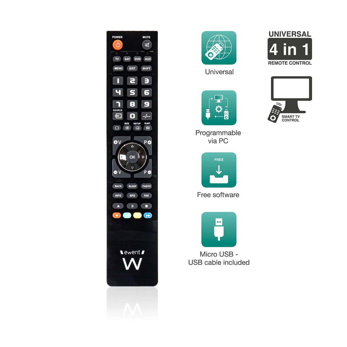 Mando a distancia universal Ewent ew1570 4 en 1