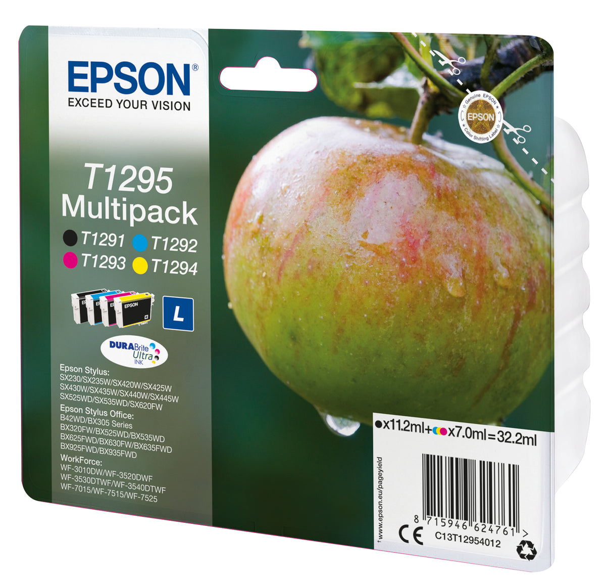 Multipack tinta Epson c13t12954012 negro · cian · magenta · amarillo manzana