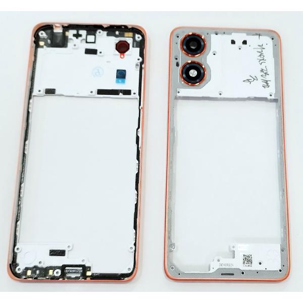 Carcasa o marco central naranja para Motorola Moto G04
