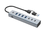 Hub USB 3.0 Conceptronic hubbies20gp 7 puertos USB - c a 3xusb - c 4xusb - a con alimentador