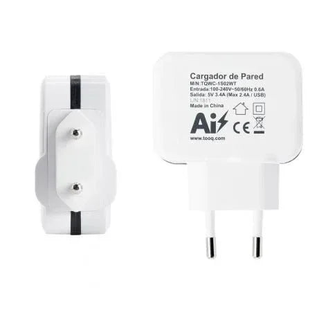 Cargador de Pared TooQ TQWC-1S02WT/ 2xUSB/ 17W - PixelPlaza