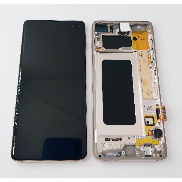 Pantalla Samsung Galaxy S10 plus G975F GH82-18834J mas tactil negro marco blanco ceramico rosa service pack