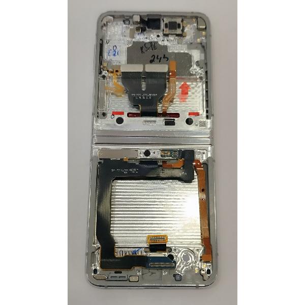 Pantalla para Samsung Galaxy Z Flip 3 SM-F711B mas tactil negro con marco plata GH82-27243E Service Pack
