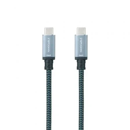Cable USB 3.1 Tipo-C Nanocable 10.01.4101-COMB/ USB Tipo-C Macho - USB Tipo-C Macho/ Hasta 100W/ 10Gbps/ 1m/ Gris y Negro - PixelPlaza