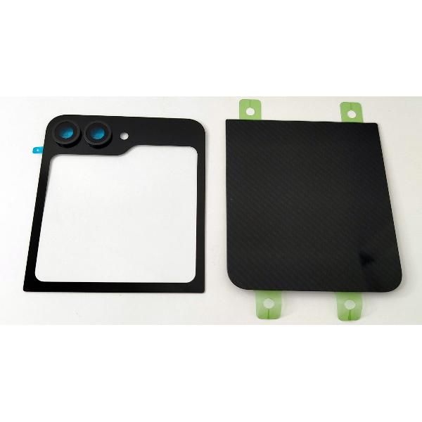 Tapa trasera o tapa bateria negra para Samsung Galaxy Z Flip 6 5G F741 con lente de camara