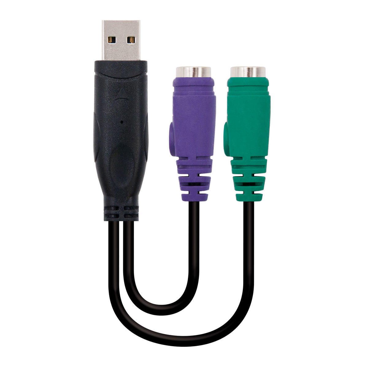 Adaptador USB a 2 x ps - 2 Nanocable 15cm · macho - hembra · negro