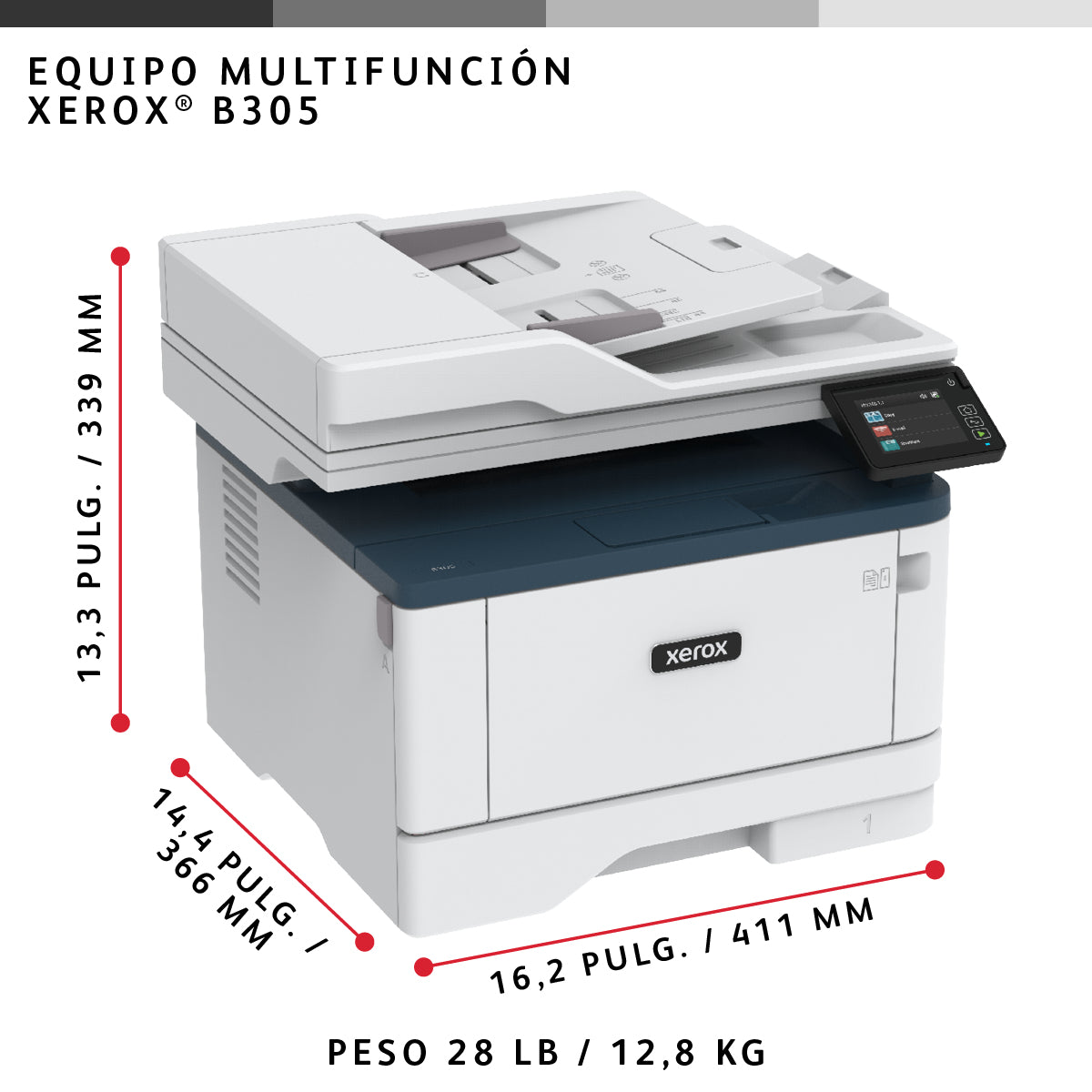 Multifuncion Xerox laser b305v_dni monocromo a4 · 38ppm · red · WiFi · duplex