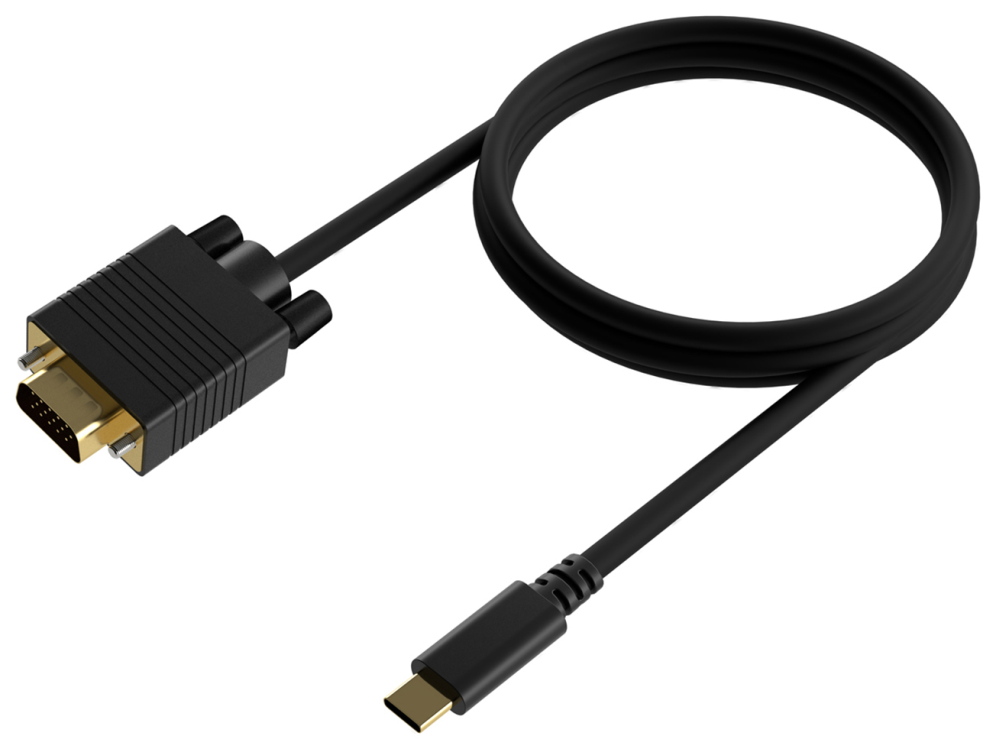 Cable Conversor Aisens A109-0692/ USB Tipo-C Macho - VGA Macho/ Hasta 27W/ 1250Mbps/ 80cm/ Negro