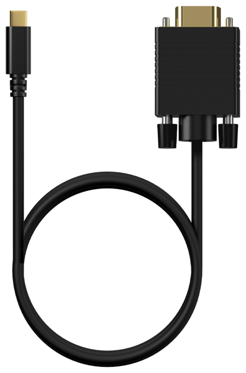 Cable Conversor Aisens A109-0692/ USB Tipo-C Macho - VGA Macho/ Hasta 27W/ 1250Mbps/ 80cm/ Negro