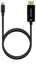 Cable Conversor Aisens A109-0689/ USB Tipo-C Macho - DisplayPort Macho/ Hasta 27W/ 1250Mbps/ 1.8m/ Negro