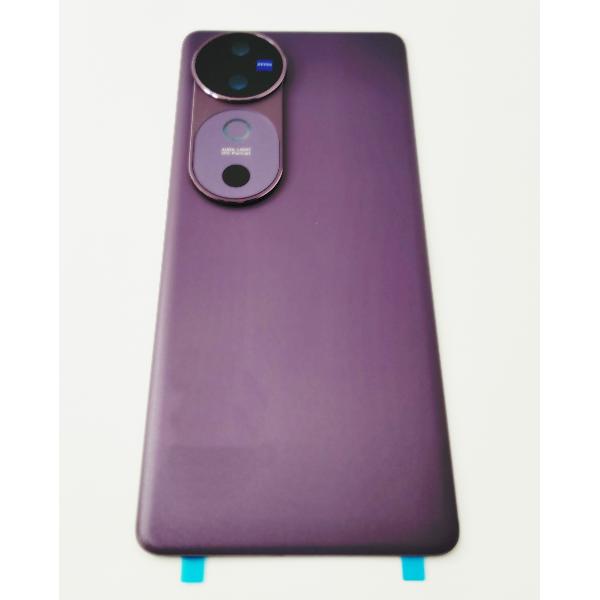 Tapa trasera o tapa bateria morada para Vivo V40 5G con cristal de camara