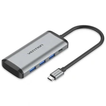 Docking USB Tipo-C Vention TGRHB/ 3xUSB/ 1xLector Tarjetas/ 1xUSB Tipo-C PD/ Gris - PixelPlaza