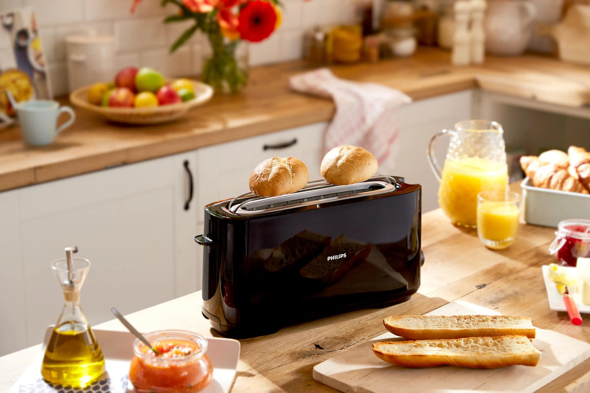 Tostadora Philips daily collection hd2590 negro 1030w - 8 niveles - 2 ranuras largas - bandeja migas