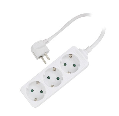 Regleta Ewent 3 tomas shucko y 1.5 metros de cable blanco