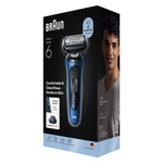 Braun Series 6 seco y mojado 62-B1200s Azul inalámbrico Carga rápida 5 min 60 min Afeitadora