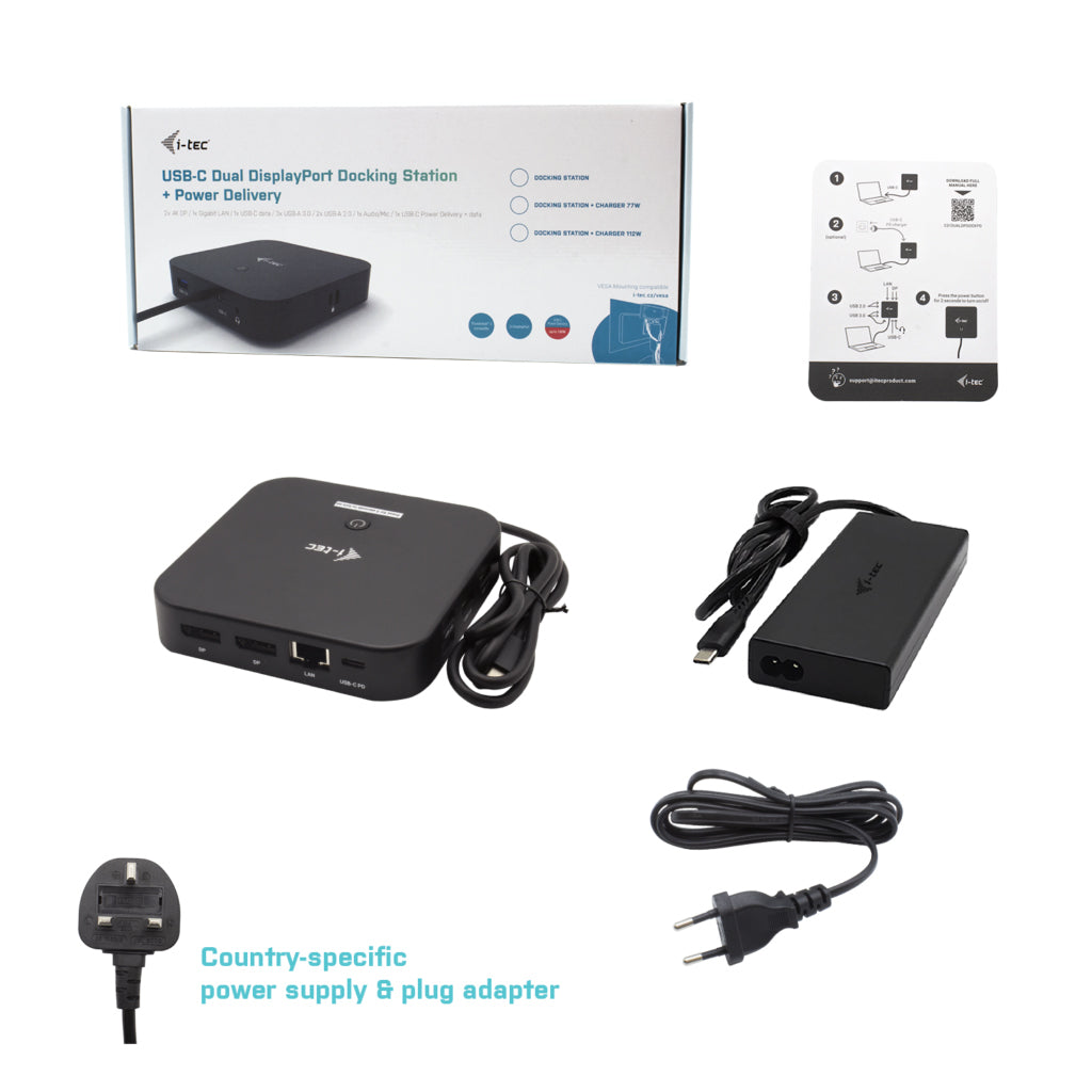 Docking station con adaptador de corriente universal i - tec USB - c HDMI dp con de corriente 100 w