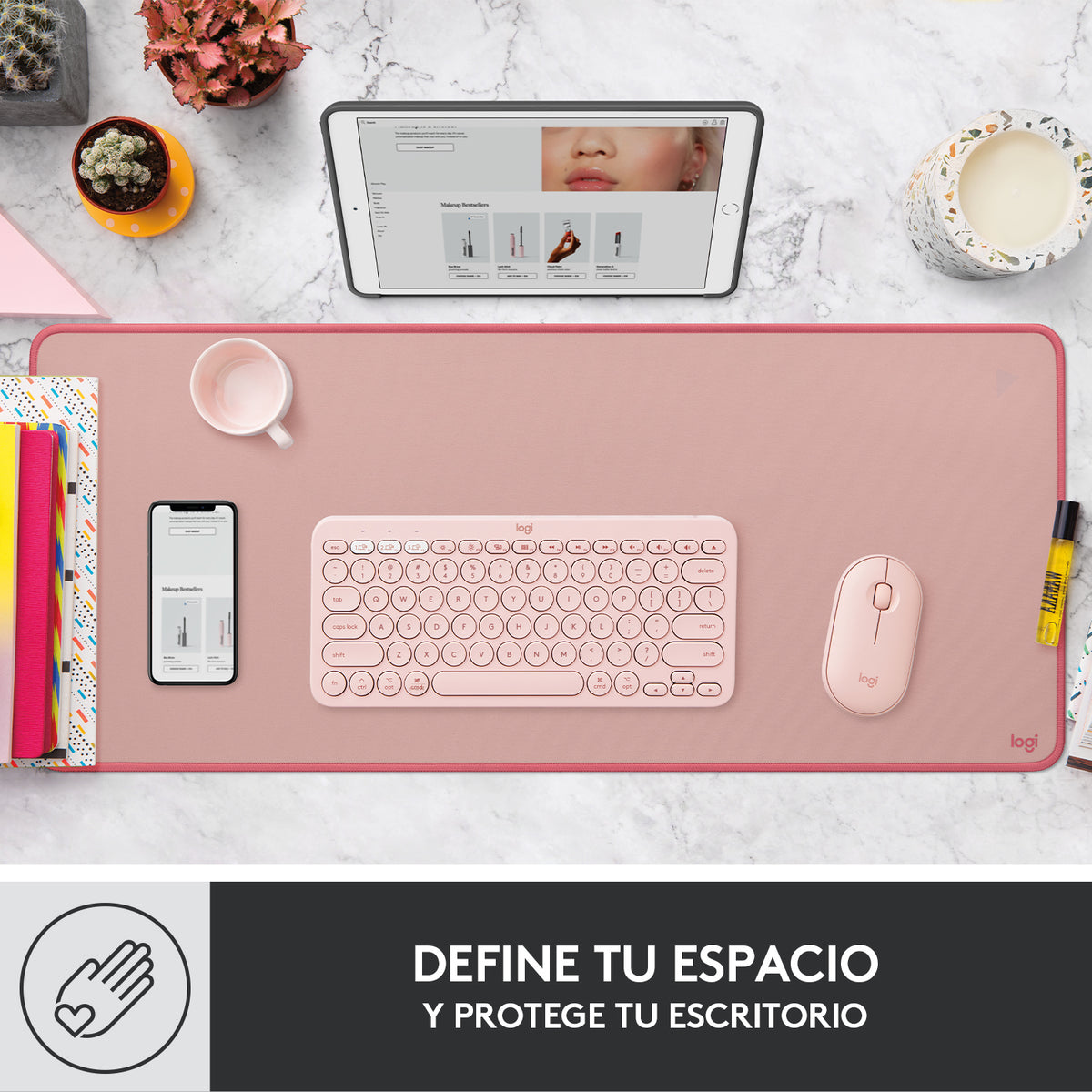 Alfombrilla Logitech desk mat - studio series rosa oscuro