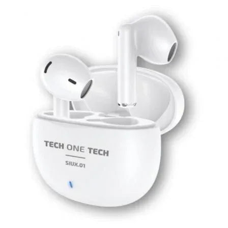 Auriculares Bluetooth Tech One Tech SIUX.01 TEC1401/ con estuche de carga/ Autonomía 5h/ Blancos - PixelPlaza