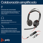 Auriculares Poly Blackwire 5220 USB-C + 3.5 mm + Adaptador USB-C/A/ con Micrófono/ Jack 3.5 - USB Tipo-C/ Bulk/ Negros