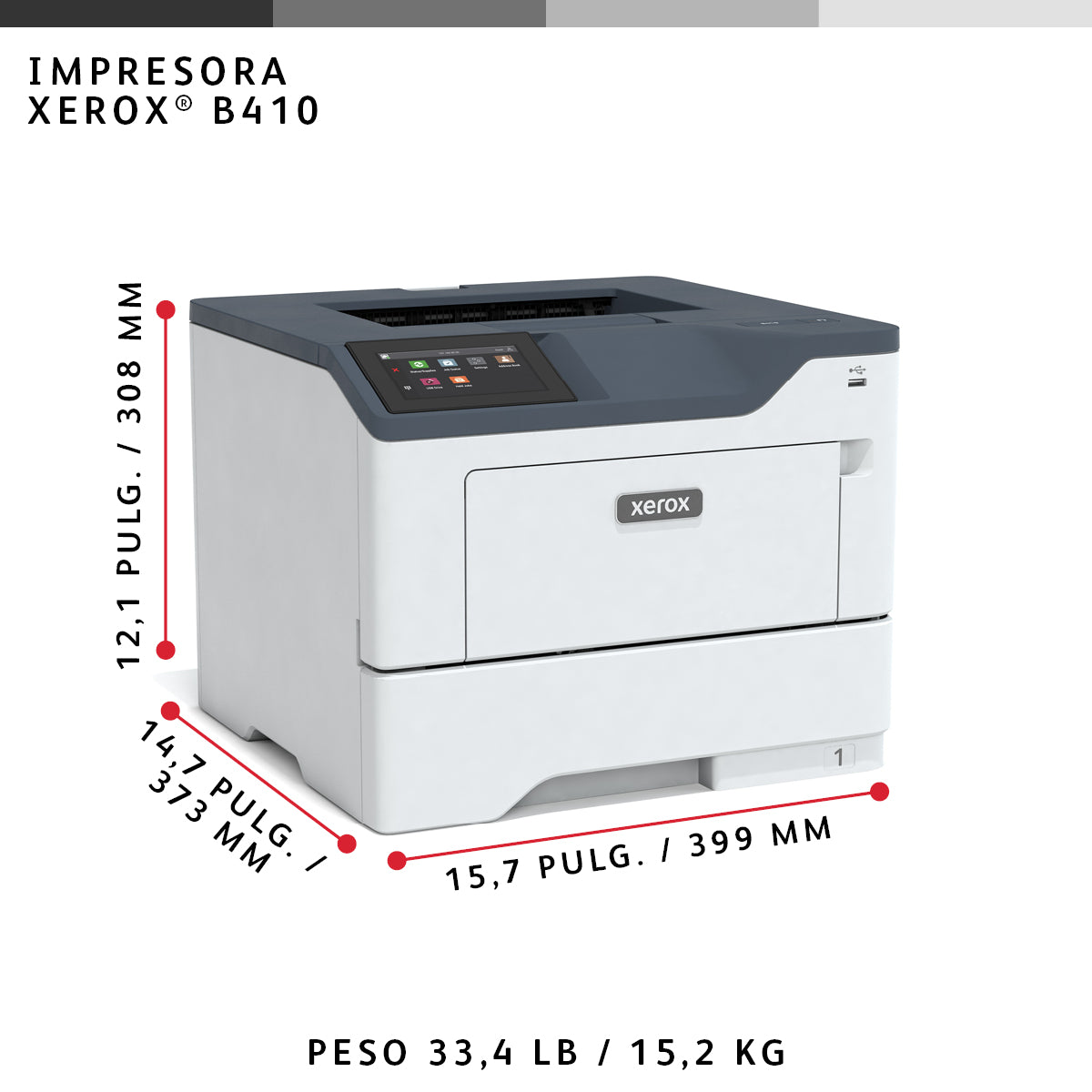 Impresora Xerox laser b410v_dn monocromo a4 · 47ppm · red · duplex
