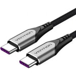 Cable USB 2.0 Tipo-C 5A 100W Vention TAEHH/ USB Tipo-C Macho - USB Tipo-C Macho/ Hasta 100W/ 480Mbps/ 2m/ Gris - PixelPlaza