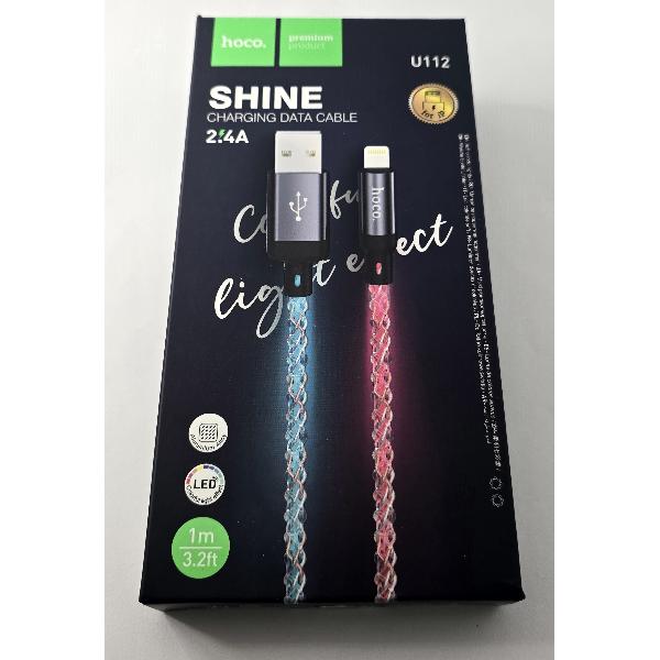 Cable USB A para Lightning 2,4A U112 1M gris HOCO de carga de datos con luz