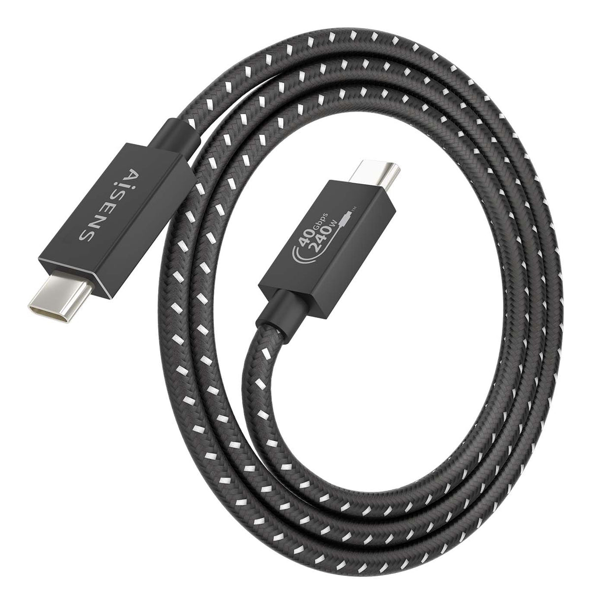 Cable USB 4.0 Tipo-C Aisens A156-0867/ USB Tipo-C Macho - USB Tipo-C Macho/ Hasta 240W/ 40Gbps/ 1m/ Gris