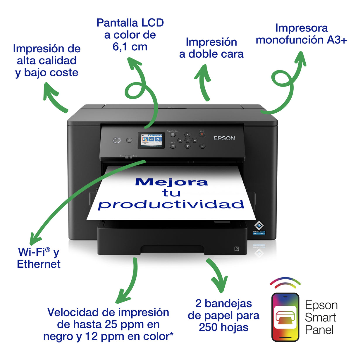 Impresora inyección Epson workforce wf - 7310dtw color WiFi duplex a3