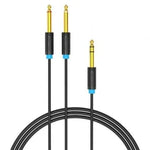 Cable Estéreo Vention BATBH/ Jack 6.35 Macho - 2x Jack 6.35 Macho/ 2m/ Negro - PixelPlaza
