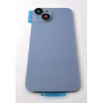 Tapa trasera o tapa bateria azul para iPhone 14 con cubierta de camara compatible sin logo version europea