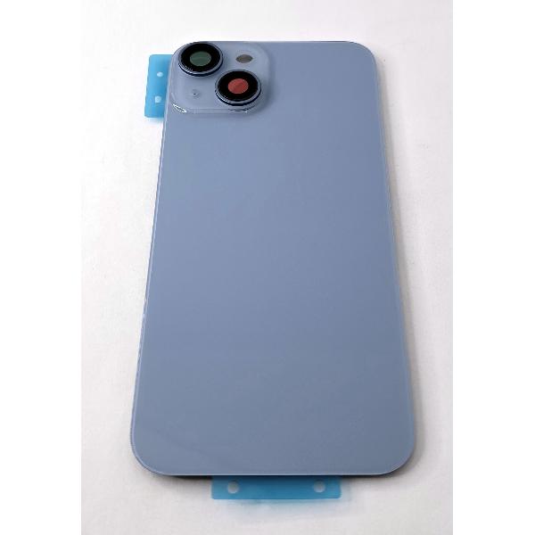 Tapa trasera o tapa bateria azul para iPhone 14 con cubierta de camara compatible sin logo version europea