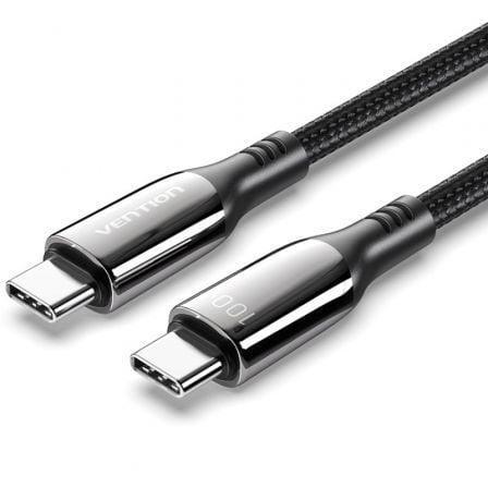 Cable USB 2.0 Tipo-C 5A 100W Vention CTKBAV/ USB Tipo-C Macho - USB Tipo-C Macho/ Hasta 100W/ 480Mbps/ 1.2m/ Negro - PixelPlaza