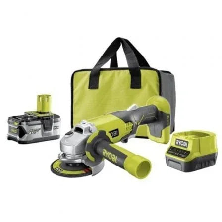 Amoladora Sin Cable Ryobi ONE+ R18AG-140S/ 1 Batería 18V 4.0 Ah/ Cargador 2.0 A/ Bolsa de Transporte - PixelPlaza