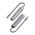 Hub USB Tipo-C Aisens ASUC-4P040-GR/ 2xUSB Tipo-C/ 1xUSB/ 1xRJ45/ Gris
