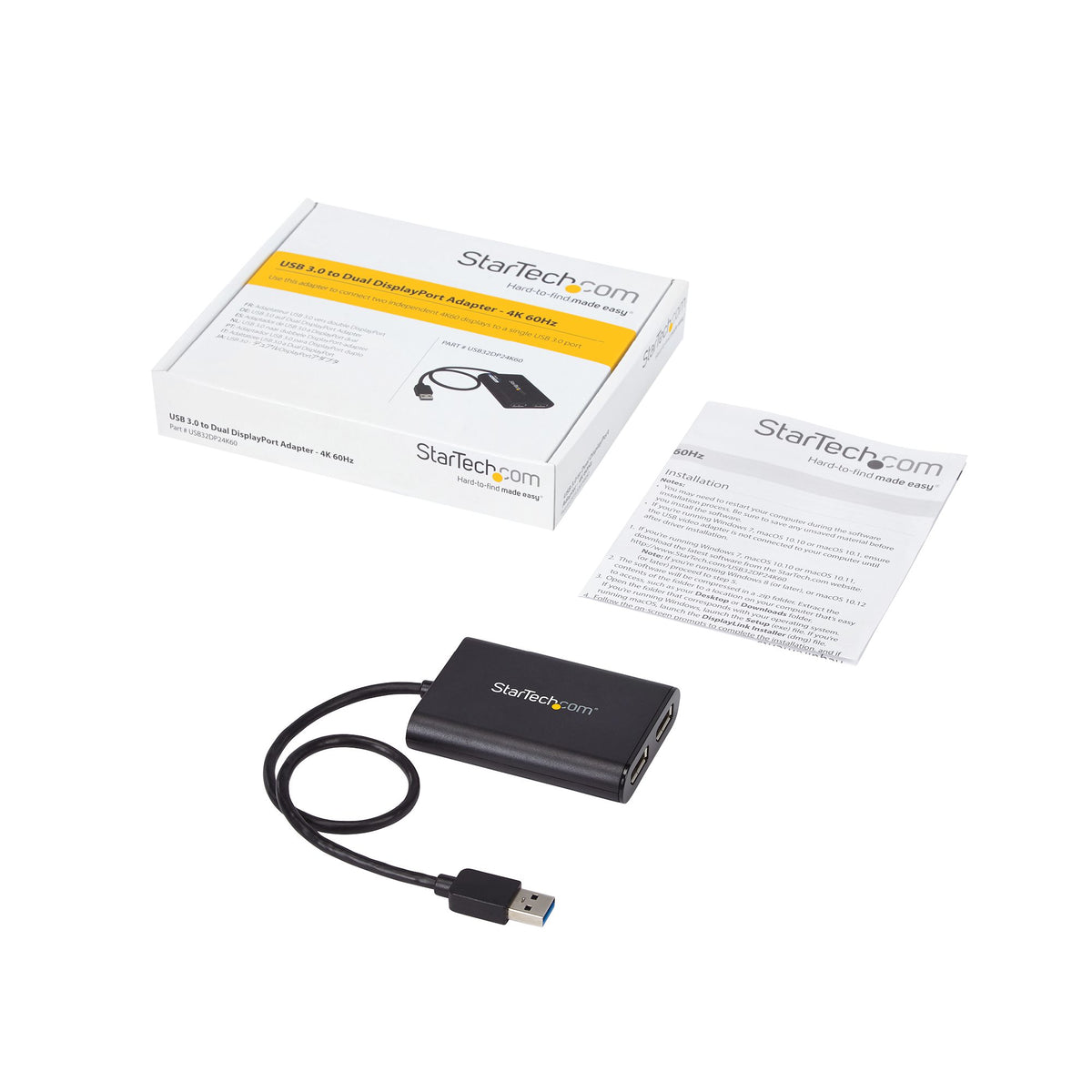 Adaptador USB 3.0 a dp 4K UHD startech 0.30m - macho - hembra - negro