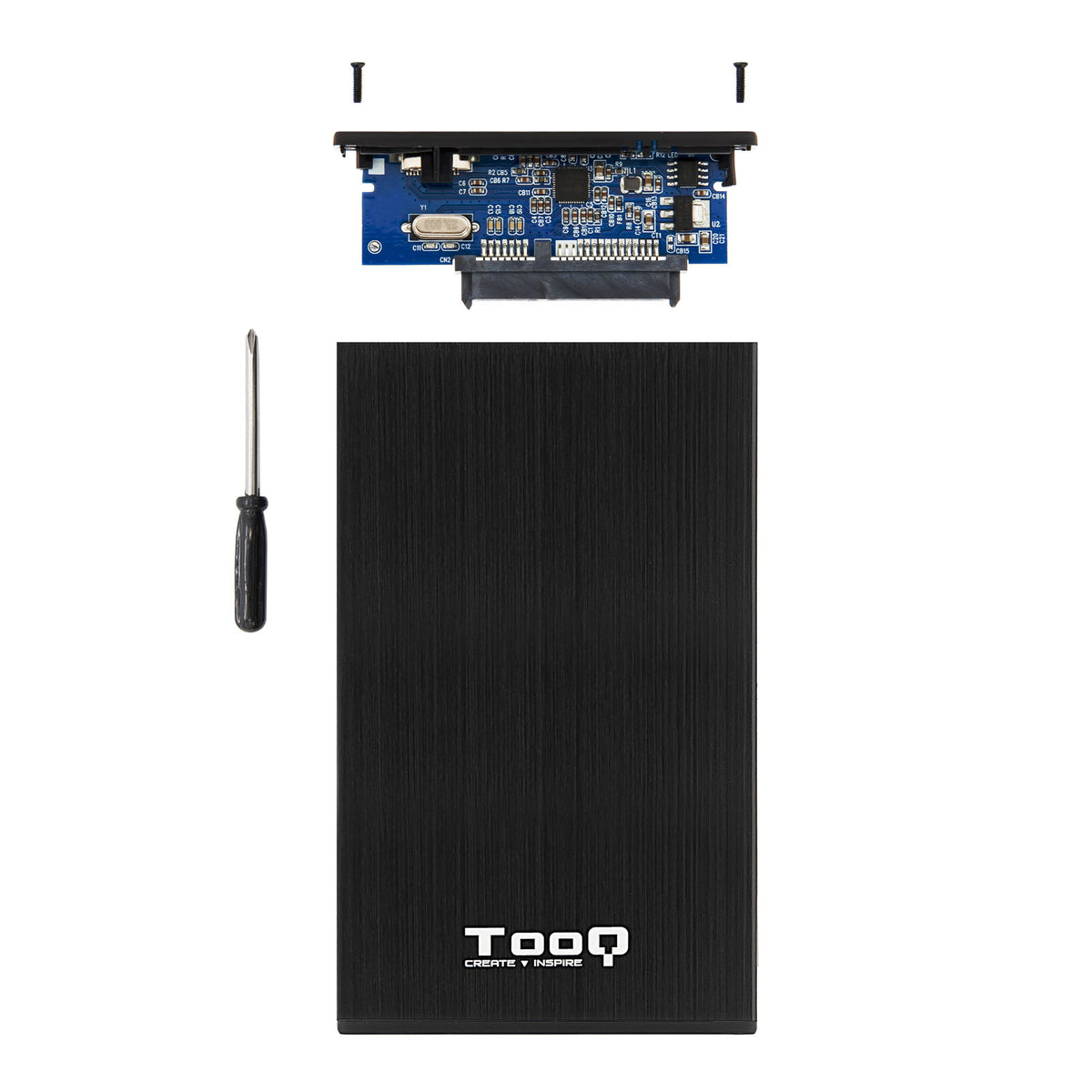 Caja externa TooQ tqe - 2527b para HDD - SSD 2.5 pulgadas 9.5mm SATA USB 3.0 negra