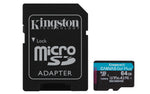 Tarjeta memoria micro secure digital sd xc 64GB Kingston canvas go! plus clase 10 uhs - i u3 + adaptador sd