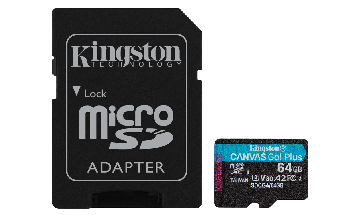 Tarjeta memoria micro secure digital sd xc 64GB Kingston canvas go! plus clase 10 uhs - i u3 + adaptador sd