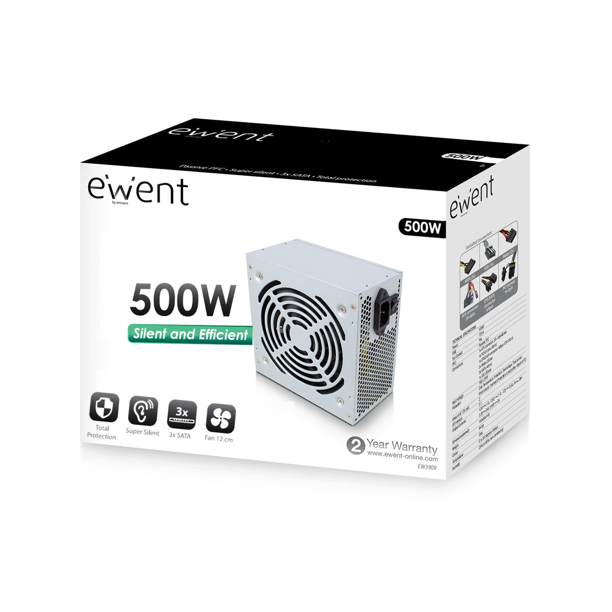 Fuente alimentación Ewent ew3909 atx 500w
