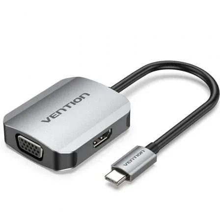 Conversor Vention TDIHB/ USB Tipo-C Macho/ VGA Hembra - HDMI Hembra/ 15cm/ Plata - PixelPlaza
